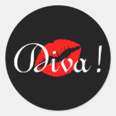 Sticker Rond Red Diva Kiss (Devant)