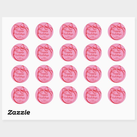 Sticker Rond Red Doodle Bow Frame Custom Holiday (Feuille)