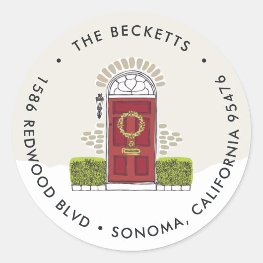 Sticker Rond Red Door Holiday Adresse de retour (Devant)
