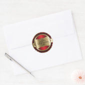 Sticker Rond Red et Gold Swirl Anniversaire Abstrait (Enveloppe)