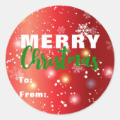 Sticker Rond Red Festive Lights Bokeh Snowflake Joyeux Noël (Devant)