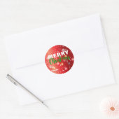 Sticker Rond Red Festive Lights Bokeh Snowflake Joyeux Noël (Enveloppe)