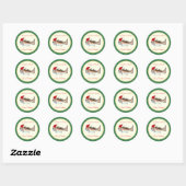 Sticker Rond Red fish Santa Hat Christmas Green (Feuille)