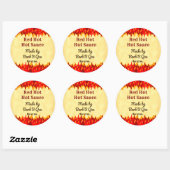 Sticker Rond Red Flames Custom Retro BBQ Hot Sauce (Feuille)