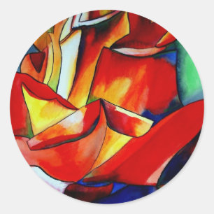 Sticker Rond Red France Libre rose aquarelle art