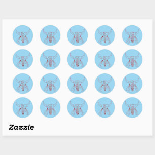 Sticker Rond Red Ghost Dance Buffalo bleu rond petit autocollan