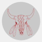 Sticker Rond Red Ghost Dance Buffalo gris rond petits autocolla (Devant)