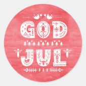 Sticker Rond Red God Jul Swedish Christmas Scandi Style Script (Devant)