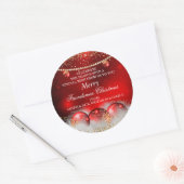 Sticker Rond Red Gold Baubles Amies Salutations de Noël (Enveloppe)