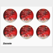 Sticker Rond Red Gold Baubles Amies Salutations de Noël (Feuille)