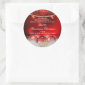 Sticker Rond Red Gold Baubles Amies Salutations de Noël (Sac)