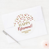 Sticker Rond Red Gold Confetti joyeuse retraite (Enveloppe)