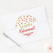 Sticker Rond Red Gold Confetti joyeuse retraite (Enveloppe)