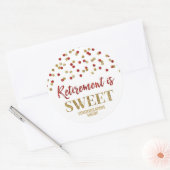 Sticker Rond Red Gold Confetti Retirement est doux (Enveloppe)