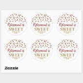 Sticker Rond Red Gold Confetti Retirement est doux (Feuille)