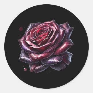 Sticker Rond Red Gothic Rose