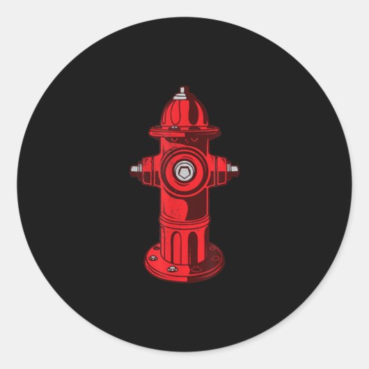 Sticker Rond Red Graphic Fire Hydrant Pompier Cadeaux de travai (Devant)