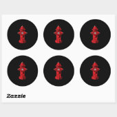 Sticker Rond Red Graphic Fire Hydrant Pompier Cadeaux de travai (Feuille)
