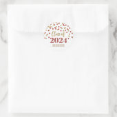 Sticker Rond Red Green Confetti Graduation 2024 (Sac)