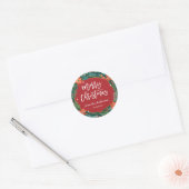 Sticker Rond Red Green Holiday Festive Joyeux Noël Script (Enveloppe)