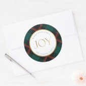 Sticker Rond Red Green Plaid Tradition Joy (Enveloppe)