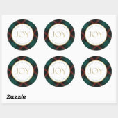 Sticker Rond Red Green Plaid Tradition Joy (Feuille)