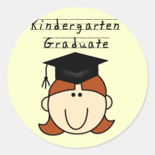 Sticker Rond Red Hair Girl Kindergarten Graduate