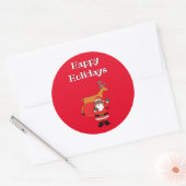 Sticker Rond Red Happy Holidays Santa Claus afro-américain (Enveloppe)