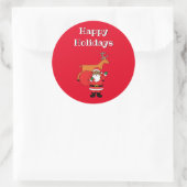 Sticker Rond Red Happy Holidays Santa Claus afro-américain (Sac)
