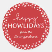 Sticker Rond Red Happy Howlidays Pet Lover Holiday (Devant)