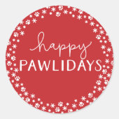 Sticker Rond Red Happy Pawlidays Pet Lover Holiday (Devant)
