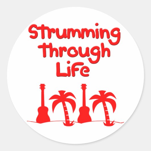 Sticker Rond Red Hawaain Ukulele Uke Conception de Surfs tropic (Devant)