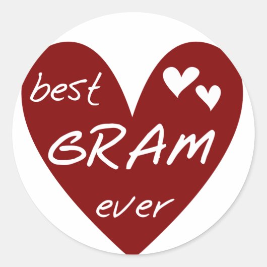Sticker Rond Red Heart Best Gram Ever Tshirts et cadeaux (Devant)