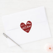 Sticker Rond Red Heart Best Gram Ever Tshirts et cadeaux (Enveloppe)