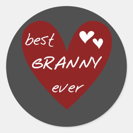 Sticker Rond Red Heart Best Granny Ever Tshirts et cadeaux (Devant)