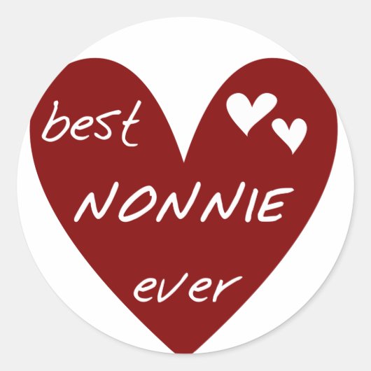 Sticker Rond Red Heart Best Nonnie Ever T-shirts et cadeaux (Devant)