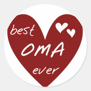 Sticker Rond Red Heart Best Oma Ever T-shirts et cadeaux