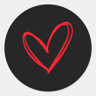 Sticker Rond Red Heart Cool Love Heart Graphisme Valentines Uni