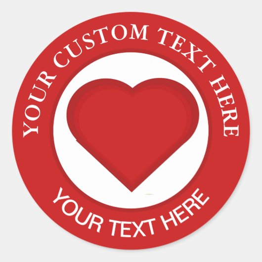 Sticker Rond Red Heart Custom Text 1 1/2 (Devant)