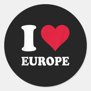 Sticker Rond Red Heart I Love Europe