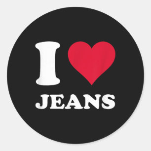 Sticker Rond Red Heart I Love Jeans