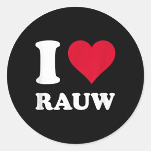 Sticker Rond Red Heart I Love Rauw