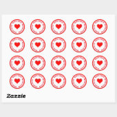 Sticker Rond Red Heart With Love Custom Text (Feuille)