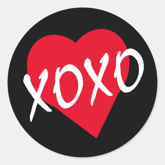 Sticker Rond Red Heart XOXO Valentine's Day Classique simple (Devant)