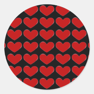 Sticker Rond Red Hearts Arrière - plan noir Mariage d'amour