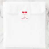Sticker Rond Red Hearts mignon Couple Mariage Fiançailles roman (Sac)