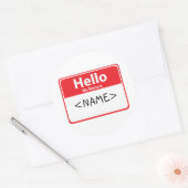 Sticker Rond Red Hello Mon nom est,<NAME> (Enveloppe)