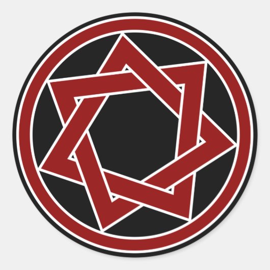 Sticker Rond Red Heptagram sur Noir (Devant)