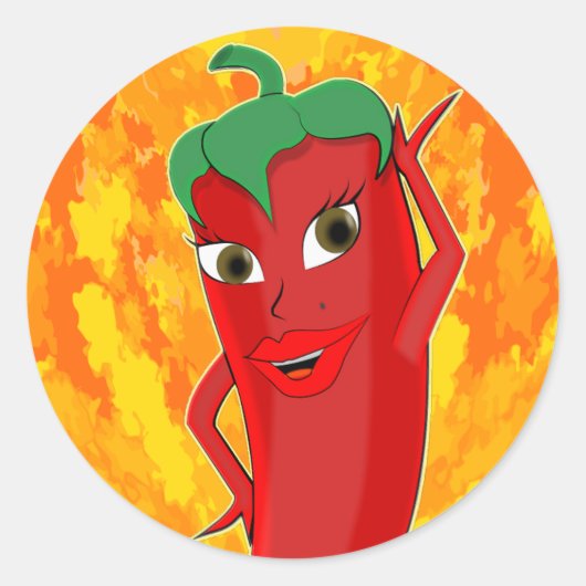 Sticker Rond Red Hot Chili Pepper Diva (Devant)