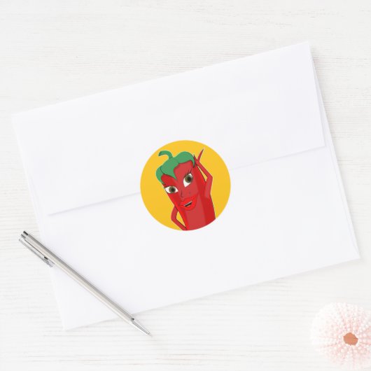 Sticker Rond Red Hot Chili Pepper Diva (Enveloppe)
